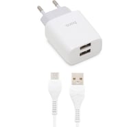 Сзу Hoco c73a glorious 2xusb, 2.4а + usb кабель microusb, 1м (белый) 0L-00048616