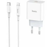 Сзу Hoco c76a plus speed source 1xusb-c, 3а, pd20w, qc3.0 + usb-c кабель lightning 8-pin, 1м (белый) 0L-00050782