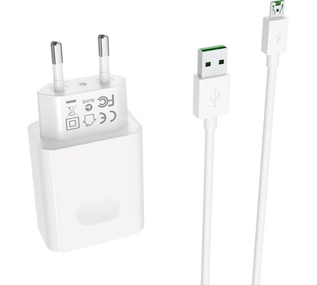 Сетевое зарядное устройство Borofone ba32a bright power 1xusb qc3.0, 18w, 3а + кабель microusb, 1м, белый 0L-00044340