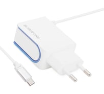 Сетевое зарядное устройство Borofone ba35 brilliant 2xusb, 2.1а, интегрированный кабель microusb, 1м, белый 0L-00044797