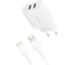 Сетевое зарядное устройство Borofone ba37a speedy 2xusb, 2.4а + кабель type-c, 1м, белый 0L-00045127 1