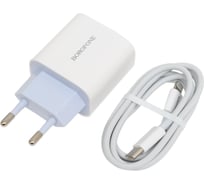 Сетевое зарядное устройство Borofone ba38a plus speedy 1xusb-c pd 20w, 3a + кабель lightning 8-pin, 1м, белый 0L-00050785