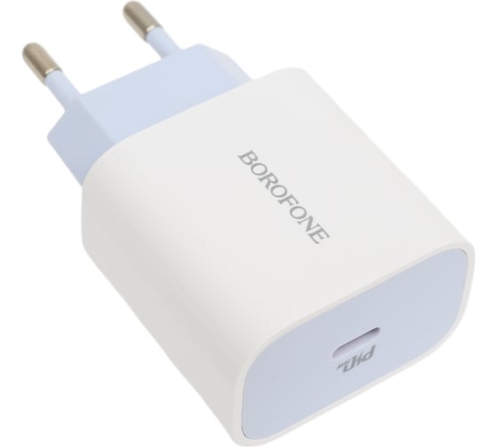 Сетевое зарядное устройство Borofone ba38a plus speedy 1xusb-c pd 20w, 3a + кабель lightning 8-pin, 1м, белый 0L-00050785