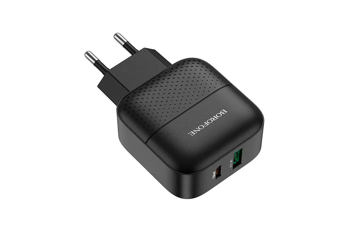 Сетевое зарядное устройство Borofone ba46a premium 1xusb qc3.0 + usb-c pd  18w, 3a, черный 0L-00049920 - выгодная цена, отзывы, характеристики, фото -  купить в Москве и РФ