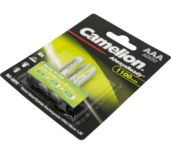 Аккумулятор Camelion Always Ready AAA-1100mAh Ni-Mh BL-2 (NH-AAA1100BP2, 1.2В) 15037