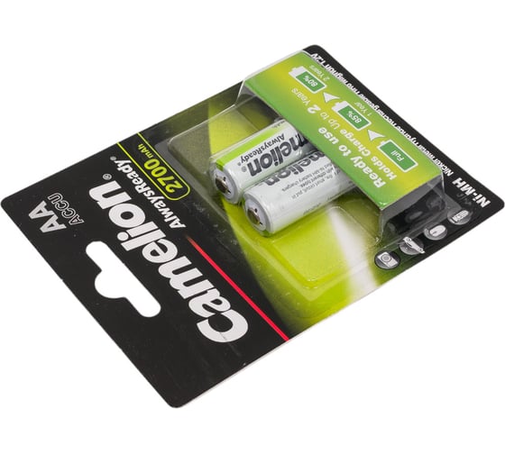 Аккумулятор Camelion Always Ready AA-2700mAh Ni-Mh BL-2 (NH-AA2700BP2, 1.2В) 15036