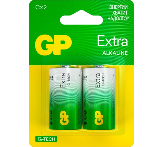 Батарейки GP C / LR14 алкалиновые щелочные Extra Alkaline, набор 2 шт (14AXA21-BC2) 15783880