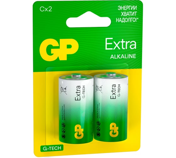 Батарейки GP C / LR14 алкалиновые щелочные Extra Alkaline, набор 2 шт (14AXA21-BC2) 15783880