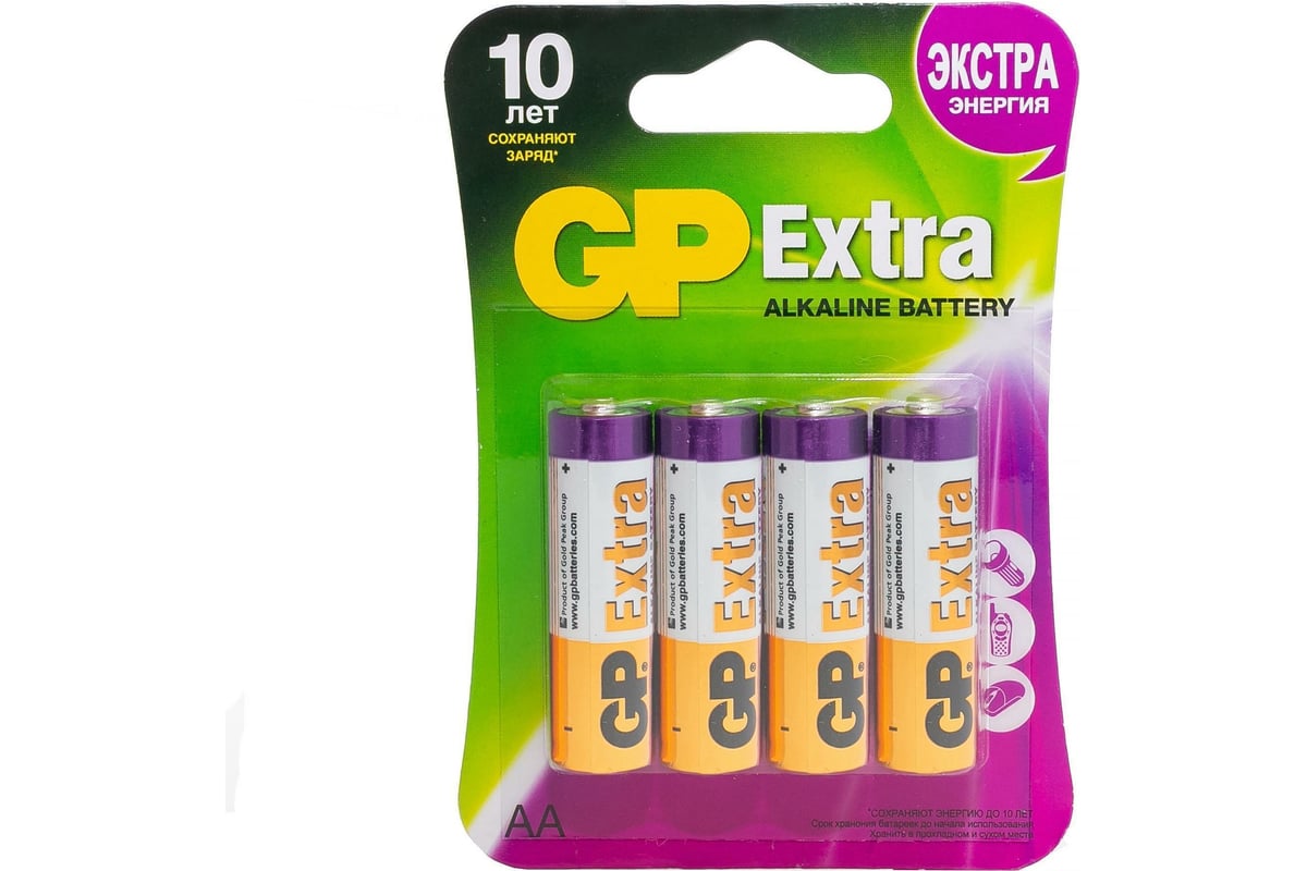 Алкалиновые батарейки GP Extra Alkaline 15А AA - 4 шт. GP 15AXNEW-2CR4 ...