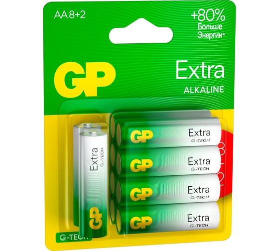 Батарейки GP АА пальчиковые алкалиновые Extra Alkaline, набор 10 шт (15AXA21-BC10) 15783879