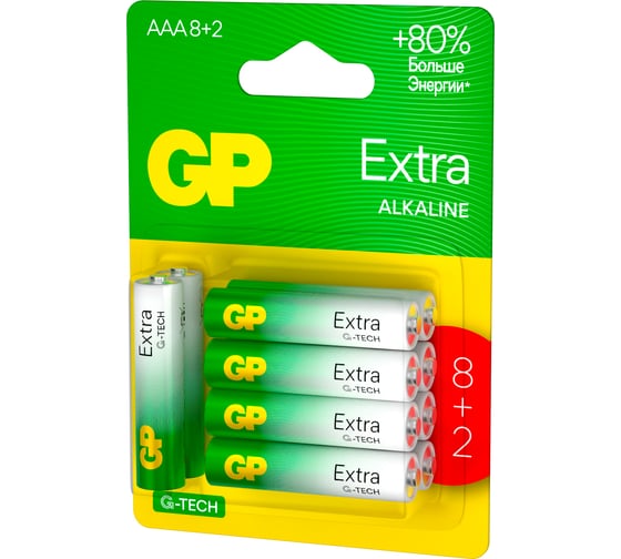 Батарейки GP ААА мизинчиковые алкалиновые Extra Alkaline, набор 10 шт (24AXA21-BC10) 15783876