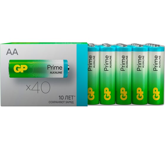 Алкалиновые пальчиковые батарейки GP АА Prime Alkaline, набор 40 шт. 19729