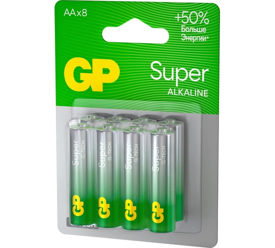 Алкалиновые батарейки GP Super Alkaline G-Tech АA, набор 8 шт. GP 15A-CR8