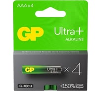 Батарейки GP ААА мизинчиковые алкалиновые Ultra Plus Alkaline, набор 4 шт (24AUPA21-BC4) 15783883