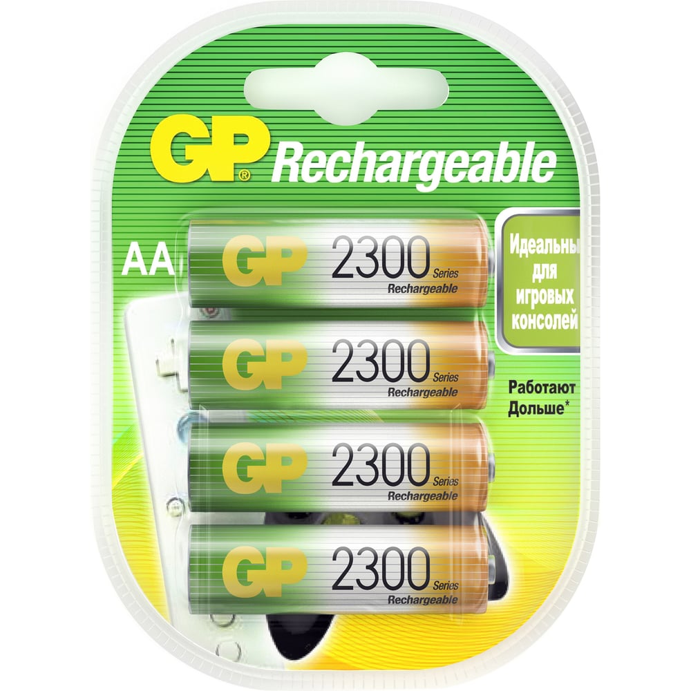 Перезаряжаемые аккумуляторы GP 230AAHC AA, емкость 2300 мАч - 4 шт ...