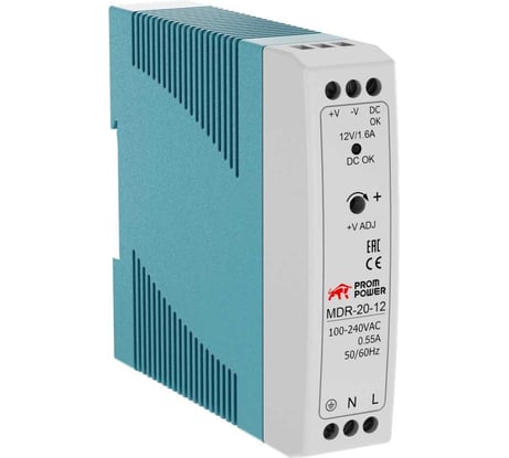 Источник питания Prompower mdr-20-12, на выходе 12 В DC, 1.6a, 20 Вт. входное 85-264 В AC (120-370 В DC) MDR2012