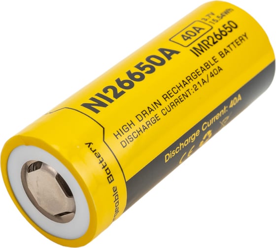 Аккумулятор Nitecore IMR NI26650A 3.7v 4200mA 40A FLAT TOP (Без защиты) 14534