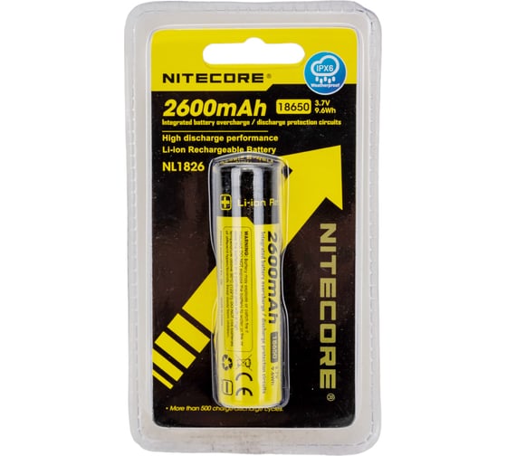 Аккумулятор Nitecore NL1826 18650 3.7v 2600mA 9324
