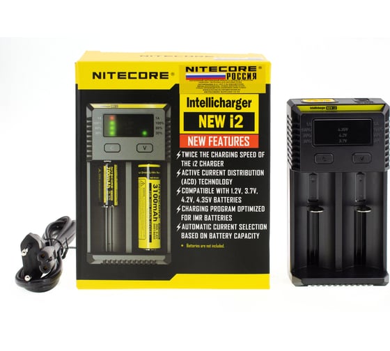 Зарядное устройство Nitecore NEW i2 18650/16340 на 2АКБ Intellicharge V2 Совместим с Li-ion и Ni-MH/Ni-Cd аккумуляторами с автоматическим определением 14938