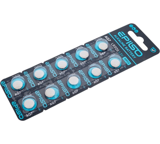 Элементы питания Epilso щелочной/алкалиновый 10 шт. в блистере ag07/ 395/ 399/ sr927sw/ sr927w/ lr926/ lr57/ 195/ gp395f/ v395/ v399 EPB-AG07-10BC