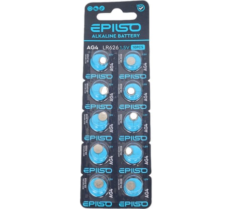 Элементы питания Epilso щелочной/алкалиновый 10 шт. в блистере ag04/377/376/ sr626sw /sr626w /lr626 /lr66/177/ gp377f/ gp377e /gp177 /v377 EPB-AG04-10BC