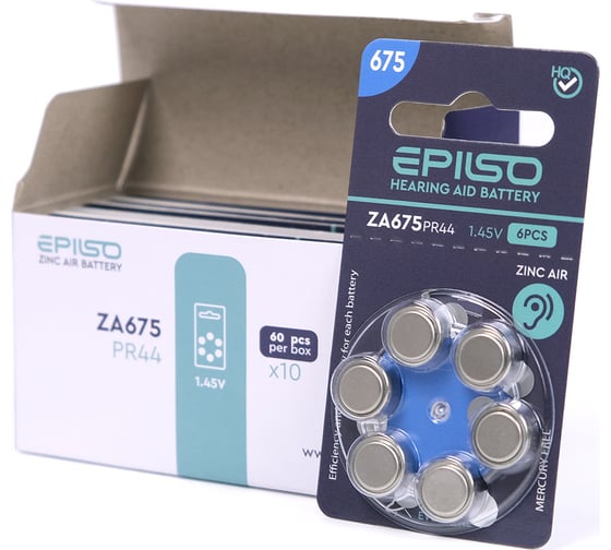 Элементы питания Epilso za675 (pr44) 1.45v упаковка 60 шт EPB-ZA675-60pc