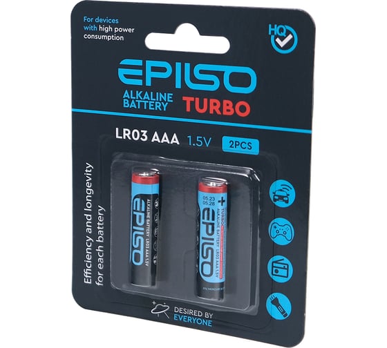 Элементы питания Epilso мизинчиковый lr03/aaa 1.5v turbo 2 шт на блистере EPB-LR03-2BC-T