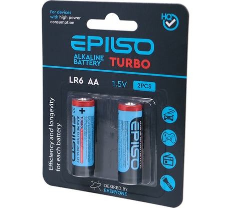 Элементы питания Epilso пальчиковый lr6/aa 1.5v turbo 2 шт на блистере EPB-LR6-2BC-T