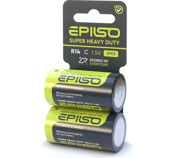Элементы питания Epilso солевой r14/c 1.5v 2шт на блистере EPB-R14-2SC