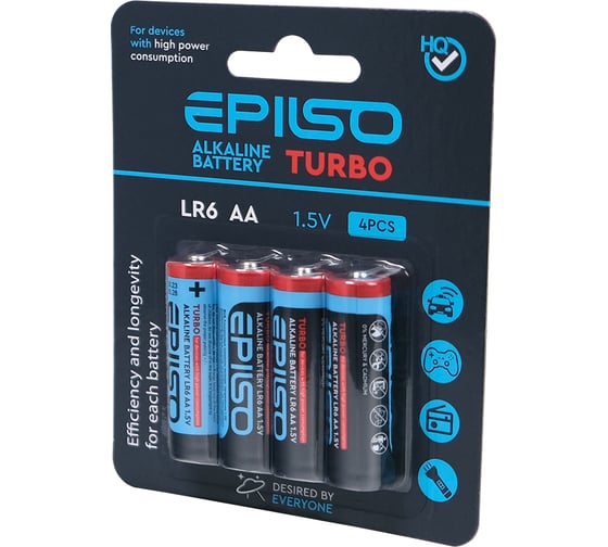 Элементы питания Epilso пальчиковый lr6/aa 1.5v turbo 4 шт на блистере EPB-LR6-4BC-T 1