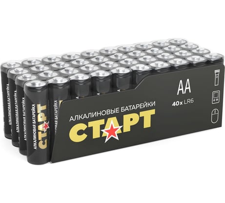 Алкалиновые батарейки СТАРТ lr6-b40 n аа 40шт 19145
