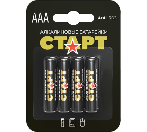 Алкалиновые батарейки СТАРТ lr03-bl8 n ааа 8шт 19208