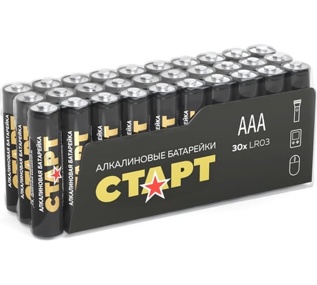 Алкалиновые батарейки СТАРТ lr03-b30 n ааа 30шт 19131