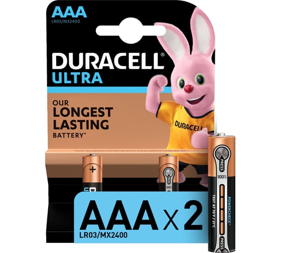 Щелочные батарейки Duracell, Ultra размера AAA, 2шт Б0038760 1