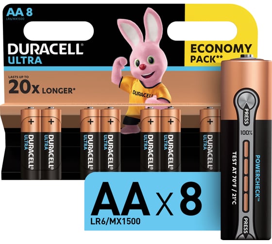 Щелочные батарейки Duracell, Ultra размера AA, 8шт Б0038763