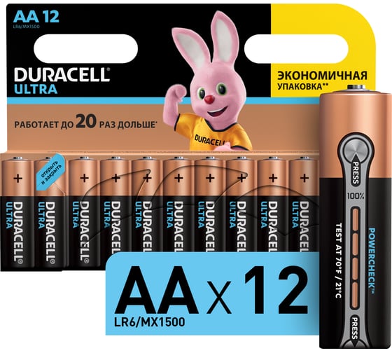 Щелочные батарейки Duracell, Ultra размера AA, 12шт Б0038766