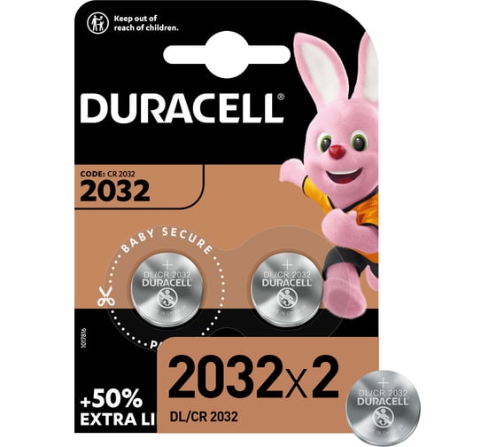 Батарейки литиевые Duracell, 2032 3V 2шт Б0037273 1