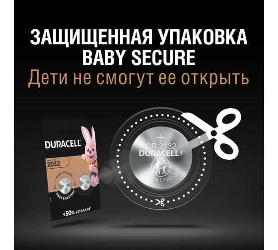 Батарейки литиевые Duracell, 2032 3V 2шт Б0037273