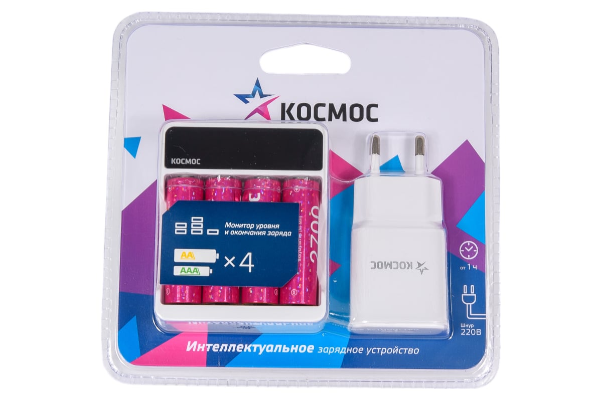 Зарядное устройство КОСМОС 516 c аккумуляторами 2700 мАч в комплекте ...
