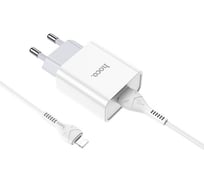 Сетевое зарядное устройство Hoco c81a asombroso 1xusb, 2.1а + usb кабель lightning 8-pin, 1м (белый) 0L-00049102