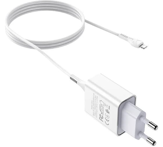 Сетевое зарядное устройство Hoco c81a asombroso 1xusb, 2.1а + usb кабель lightning 8-pin, 1м (белый) 0L-00049102