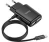Сетевое зарядное устройство Hoco c82a real power 2xusb, 2.4а, интегр кабель lightning 8-pin, 1м (черный) 0L-00049096
