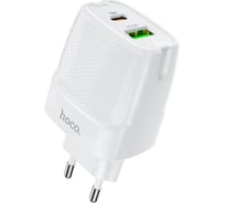 Сетевое зарядное устройство Hoco c85a bright 1xusb, 1xusb-c, 3а, pd20w, qc3.0 (белый) 0L-00050622