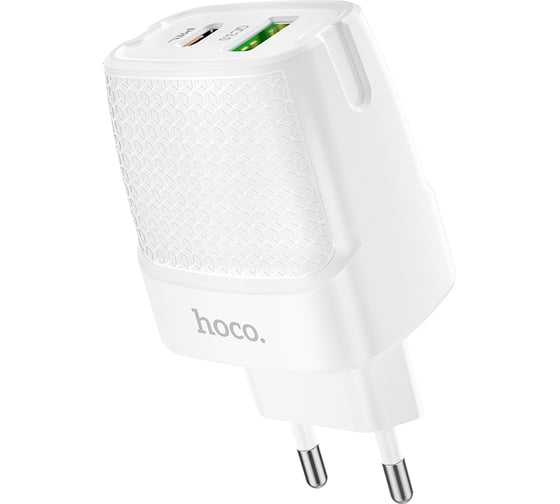 Сетевое зарядное устройство Hoco c85a bright 1xusb, 1xusb-c, 3а, pd20w, qc3.0 (белый) 0L-00050622
