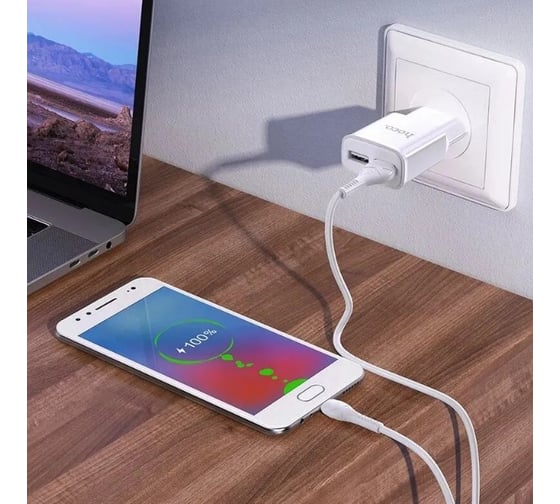 Сетевое зарядное устройство Hoco c88a star 2xusb, 2.4а (белый) 0L-00057527