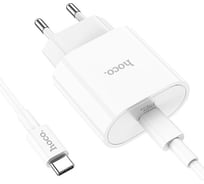 Сетевое зарядное устройство Hoco c94a metro 1xusb-c, 3а, pd20w, + usb-c кабель type-c, 1м (белый) 0L-00054478