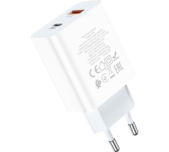 Сетевое зарядное устройство Hoco c97a 1xusb qc3.0, 1xusb-с pd20w (белый) 0L-00056008