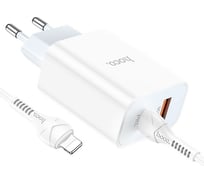 Сетевое зарядное устройство Hoco c97a 1xusb qc3.0, 1xusb-с pd20w + usb-c кабель lightning 8-pin, 1 м (белый) 0L-00056009