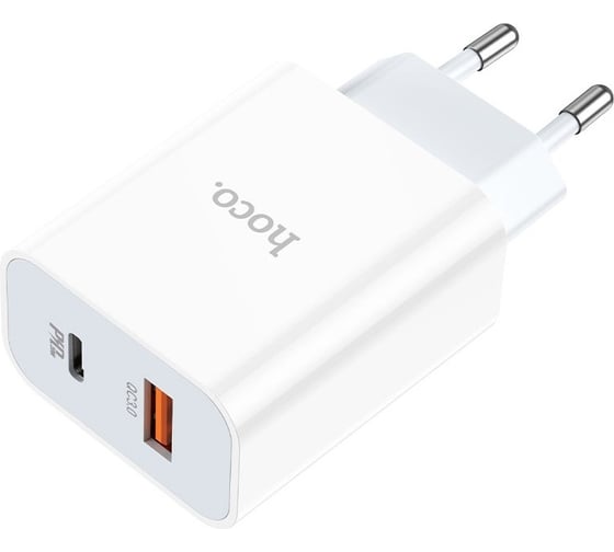 Сетевое зарядное устройство Hoco c97a 1xusb qc3.0, 1xusb-с pd20w + usb-c кабель lightning 8-pin, 1 м (белый) 0L-00056009