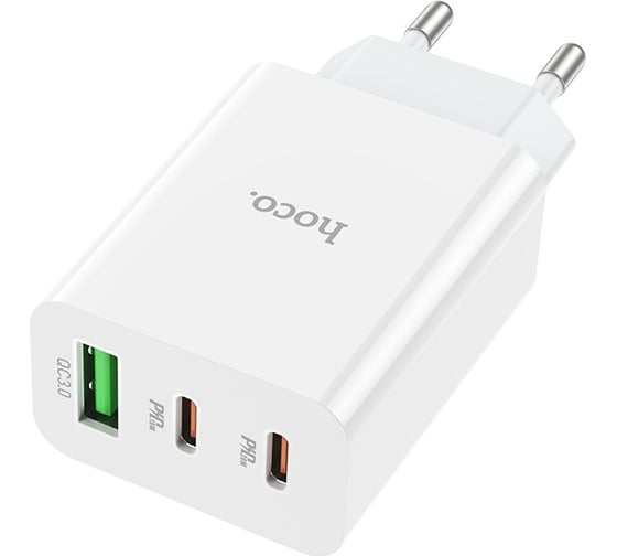Сетевое зарядное устройство Hoco c99a 1xusb, 2xusb-c, 3а, pd20w, qc3.0 (белый) 0L-00057529